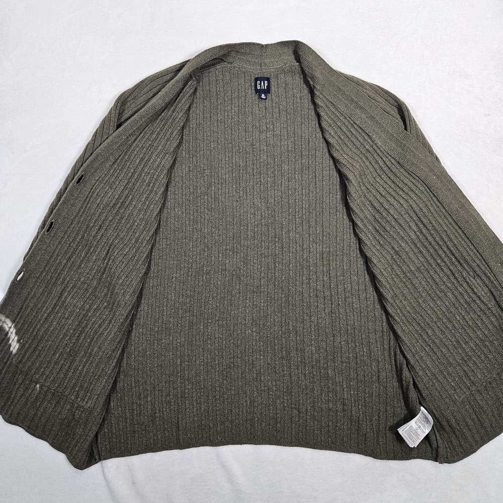 GAP Cotton Cardigan Sweater Men XL Green‎ Shawl Collar Knit Grandpacore - Picture 5 of 8
